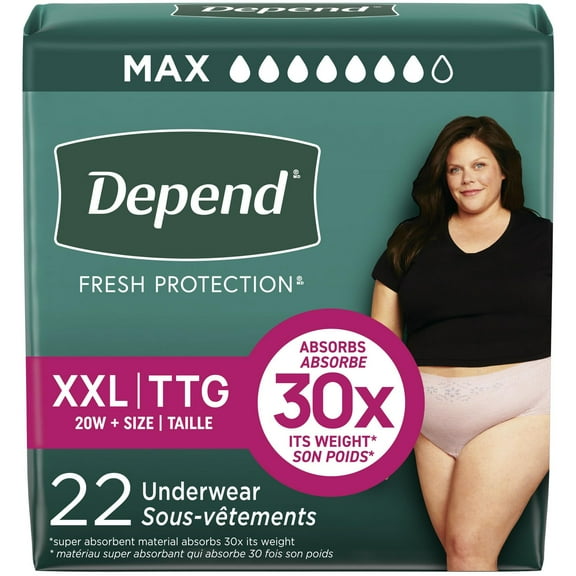 Depend Fresh Protection Adult Incontinence Underwear for Women, Disposable, Blush, L, 28 ct