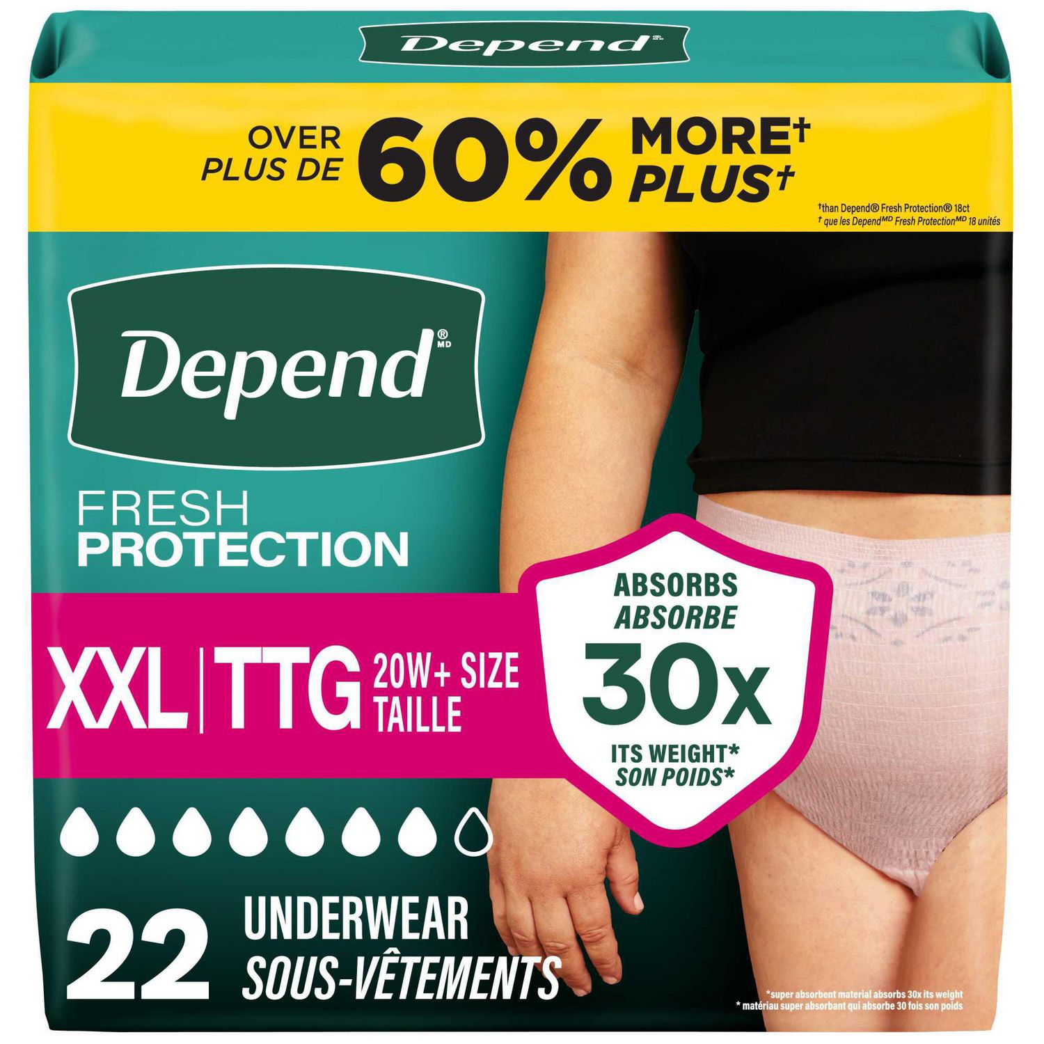 Depend Fresh Protection Adult Incontinence Underwear for Women, Disposable, Blush, L, 28 ct