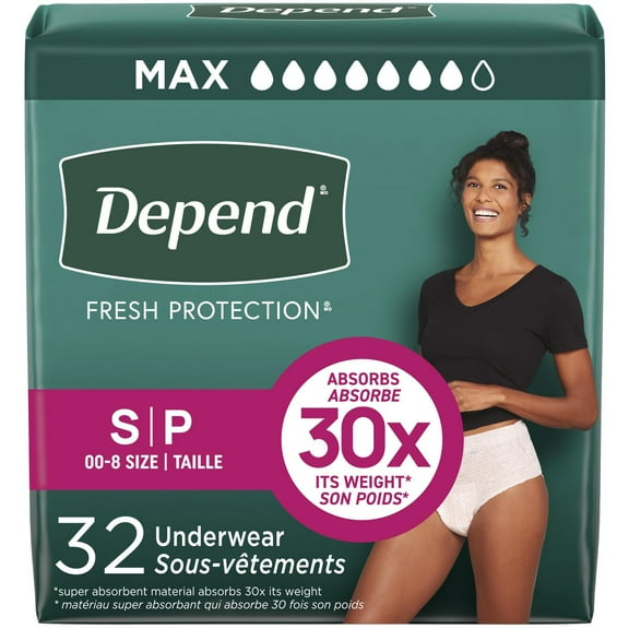 Depend Fresh Protection Adult Incontinence Underwear for Women, Disposable, Blush, L, 28 ct