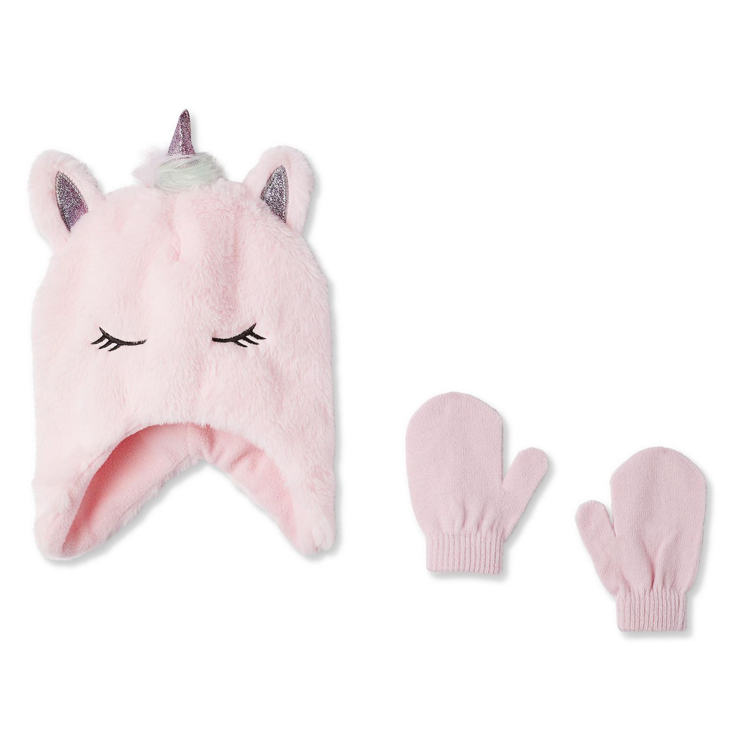 George Toddler Girls' Knit Hat and Mitts 2-Piece Unicorn Set | Walmart ...