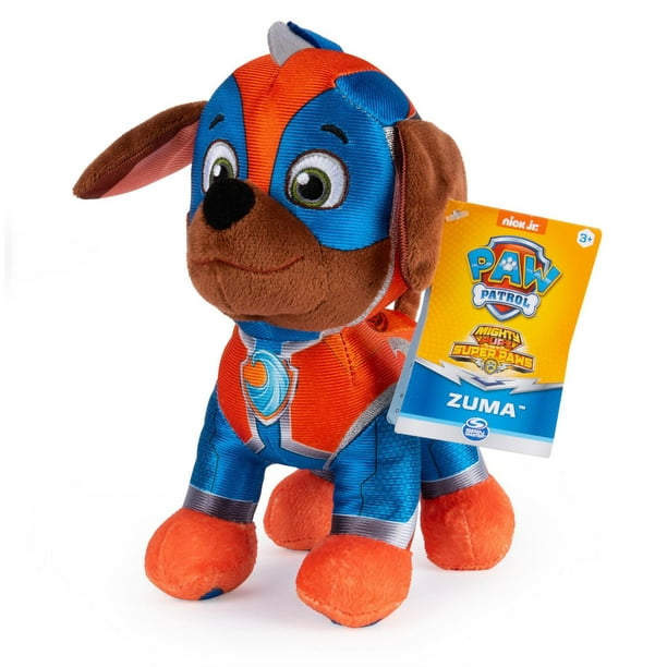 PAW Patrol, Mighty Pups Super PAWs Zuma, Stuffed Animal Plush, 8 Inch ...