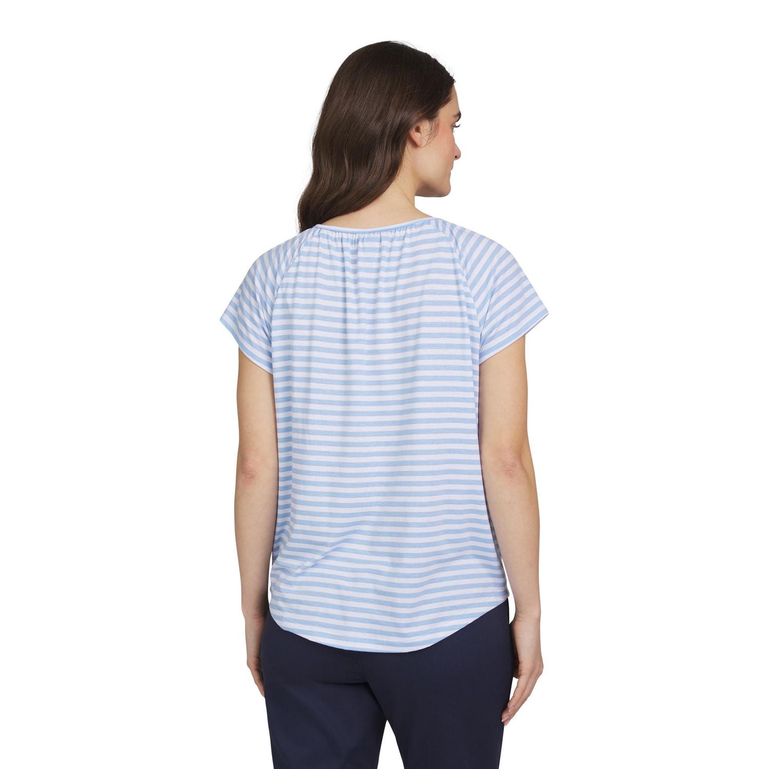 Chaps Women's Short Sleeve Lace Up Top