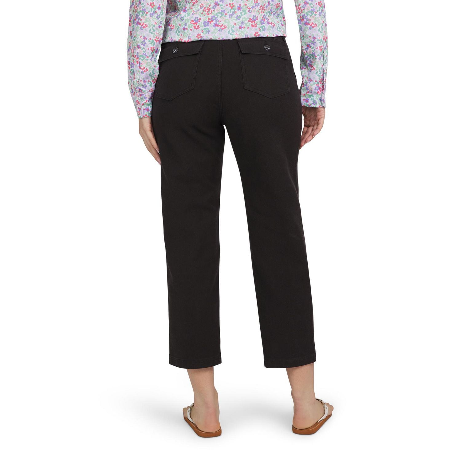 Pantalon utilitaire en coton extensible à jambe droite et à poches pour femmes de Chaps