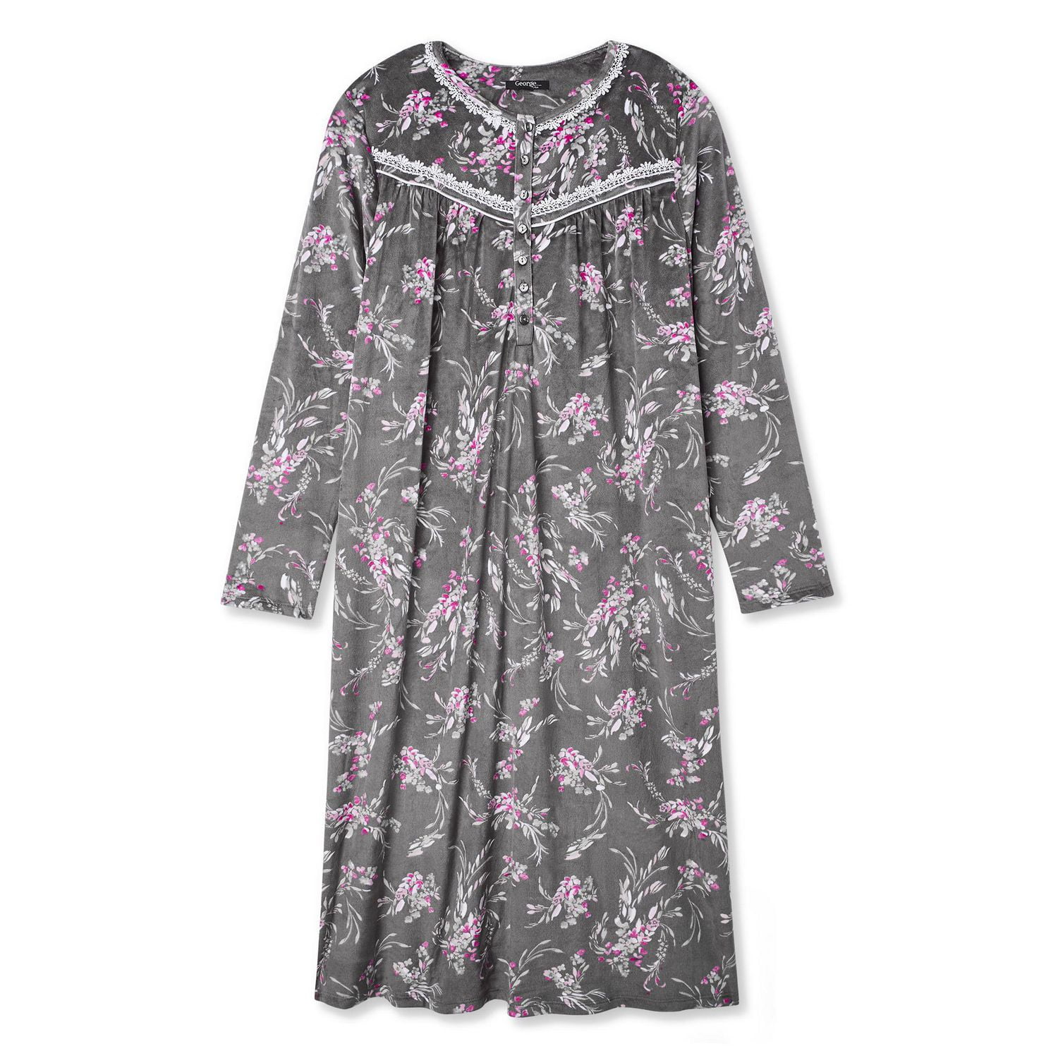 Plus Women's Long Sleeve Velour Nightgown Walmart Canada