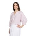 thumbnail image 1 of Chaps Women's Elbow Sleeve Notch Neck Linen Top, 1 of 2