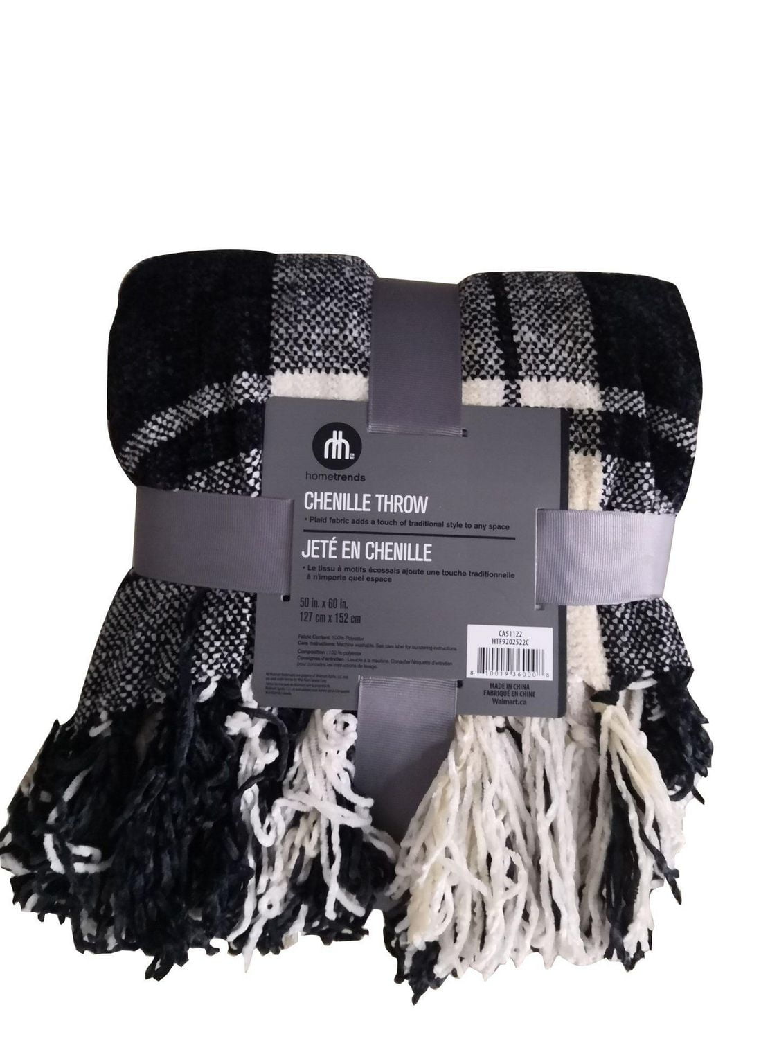 HT CHENILE BLACK PLAID THROW Walmart Canada