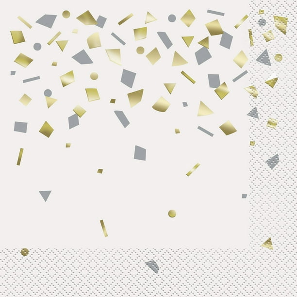 Serviettes de table Confettis dorés Celebrate, 6,5 po, 20 unités Serviettes 2 épaisseurs 6,5po