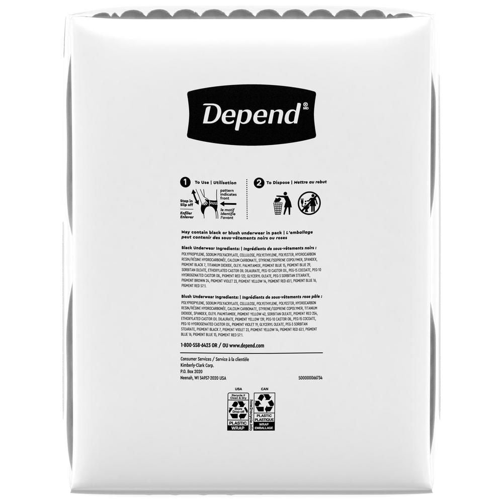 Depend Silhouette Adult Incontinence Underwear for Women, Maximum Absorbency, XL, Black, 48 Count (2 Packs of 24)