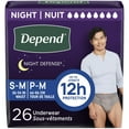 thumbnail image 1 of Sous-vêtements d’incontinence Depend Night Defense pour hommes, nuit, P/M - TG, gris, 1 of 6