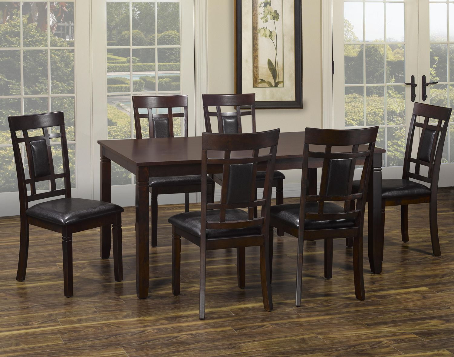 K Living Viola 7PCS Solid Wood Dining Table Set Table 6 Chairs