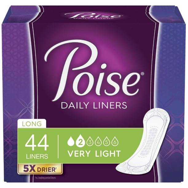 Poise Incontinence Panty Liners, Very Light Absorbency, 44 - 48 Liners