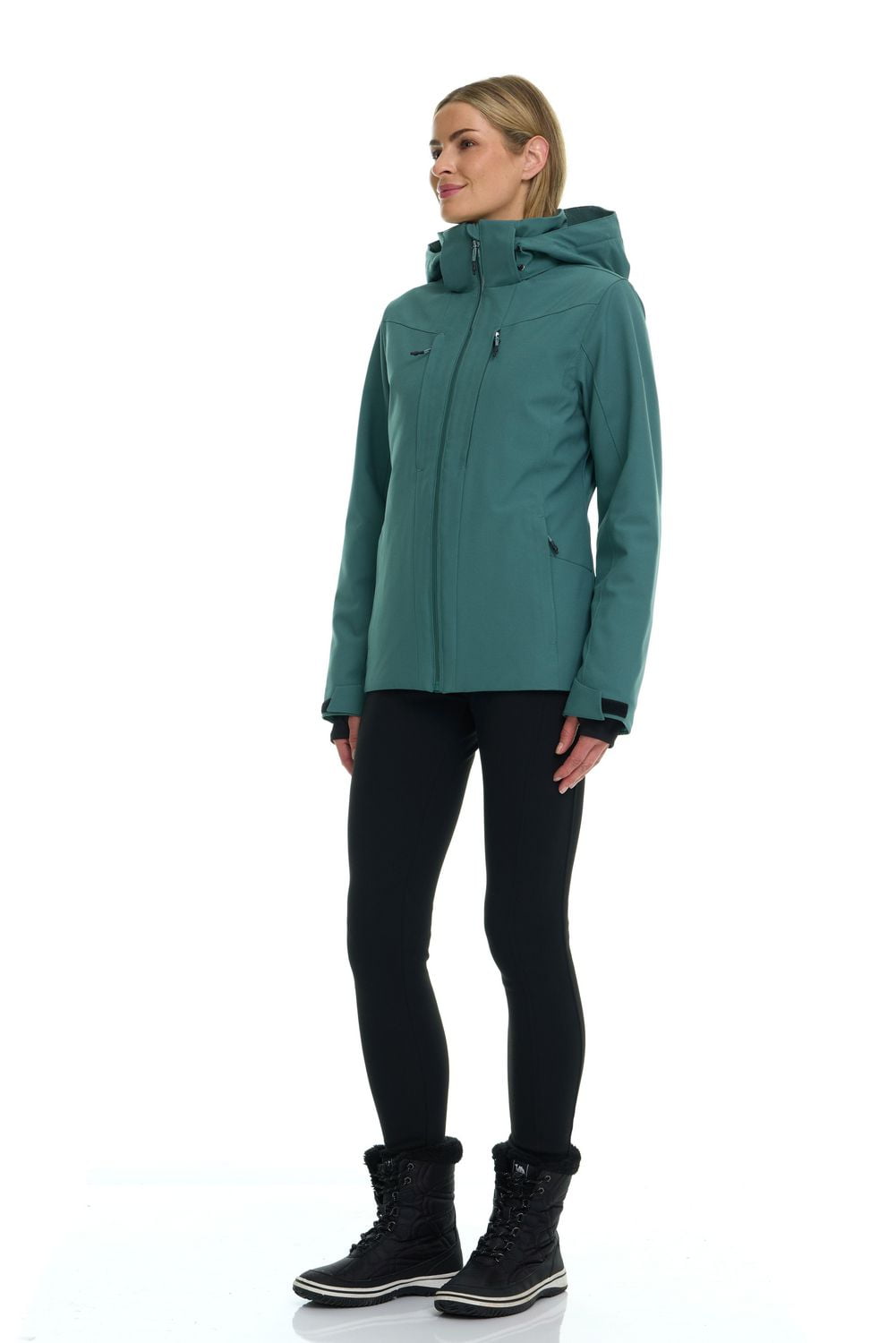 Manteau de ski pour femme avec capuchon en pongé — Tec-One