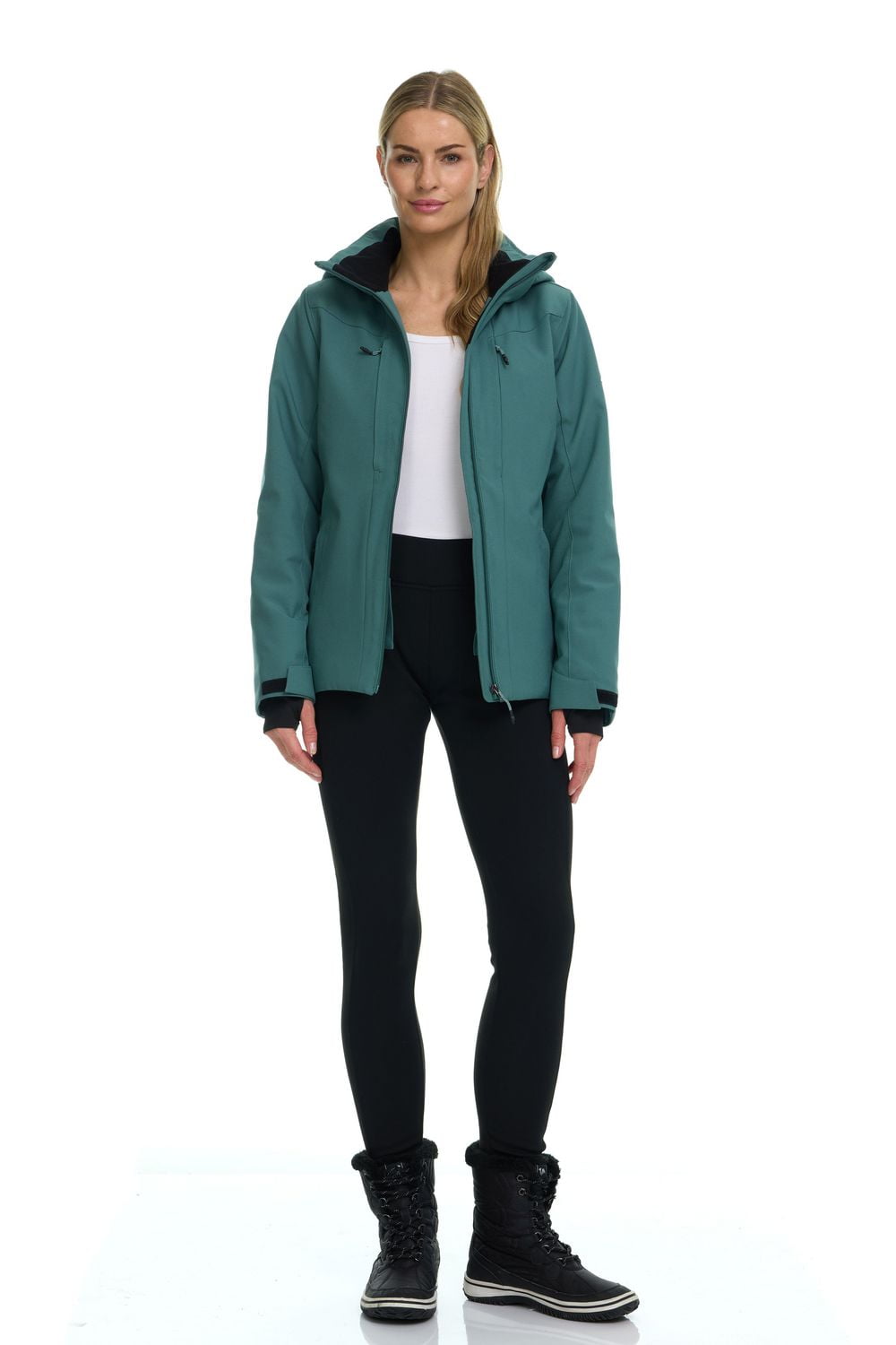 Manteau de ski pour femme avec capuchon en pongé — Tec-One