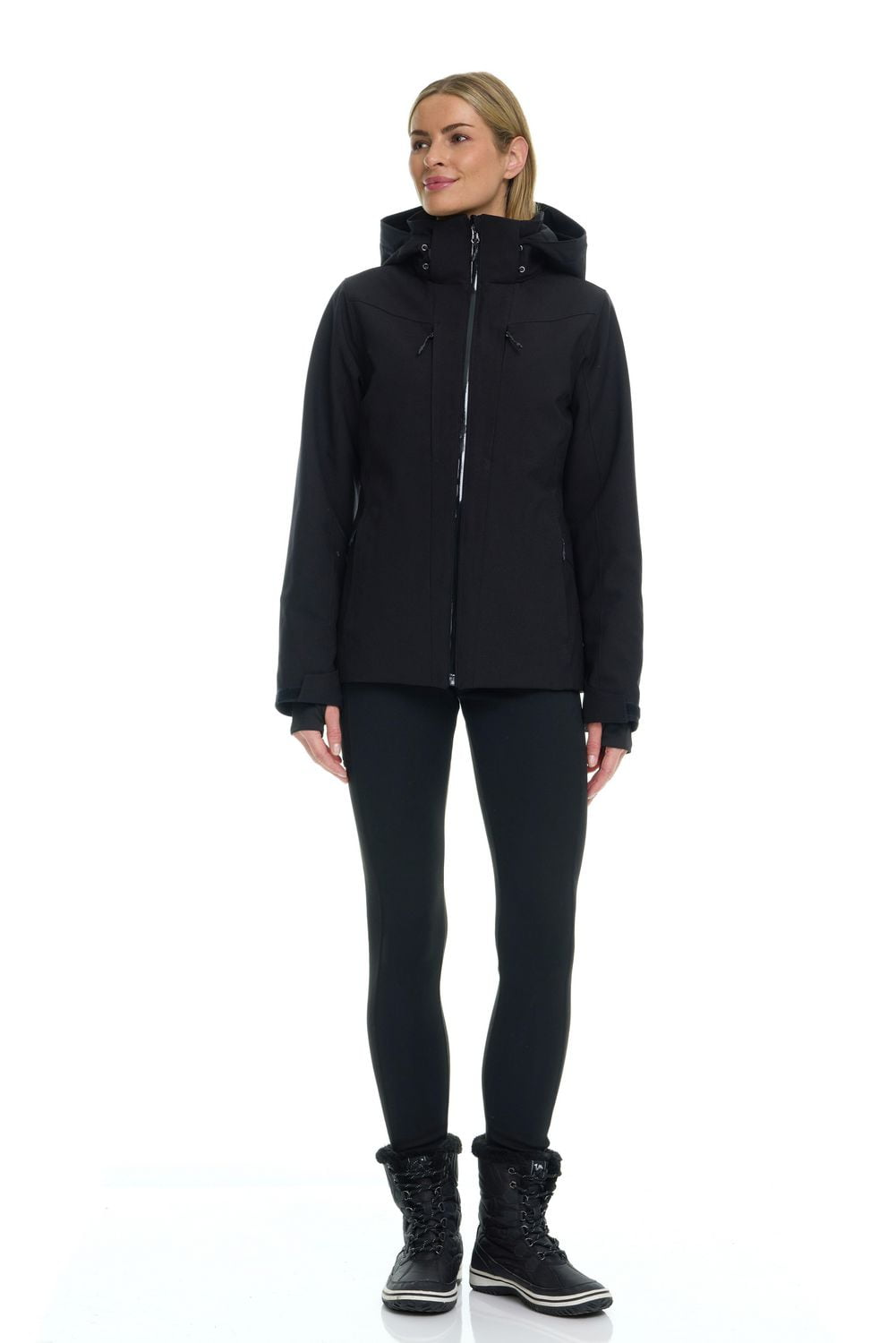 Manteau de ski pour femme avec capuchon en pongé — Tec-One