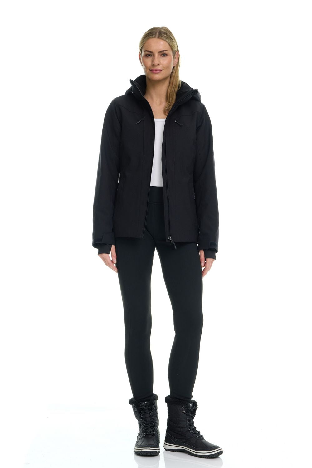 Manteau de ski pour femme avec capuchon en pongé — Tec-One