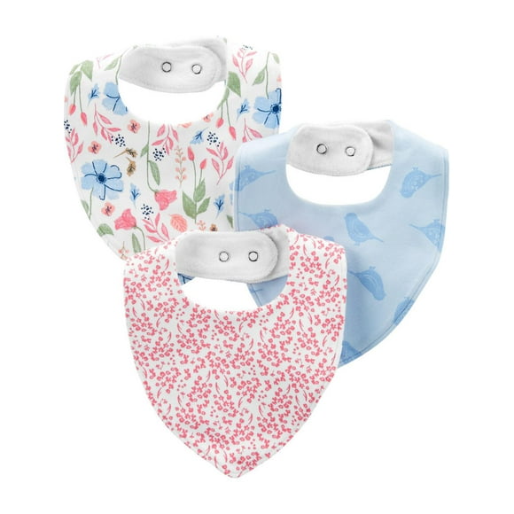 Carter's Child of Mine Baby Girl 3pk Bibs - Blue Floral