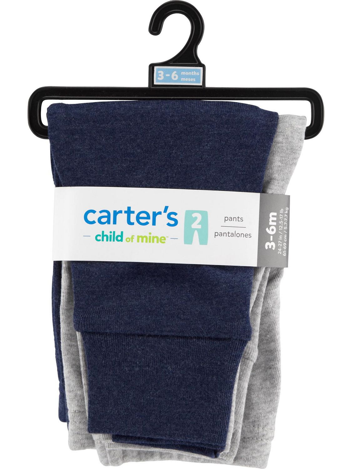 Carter's Child of Mine Baby Boys' Grey and Navy 2-Pack Pant, Pre-12M