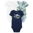 thumbnail image 1 of Carter's Child of Mine Baby Boys' Blue Dinosaur 3-Pack Bodysuit, 1 of 4