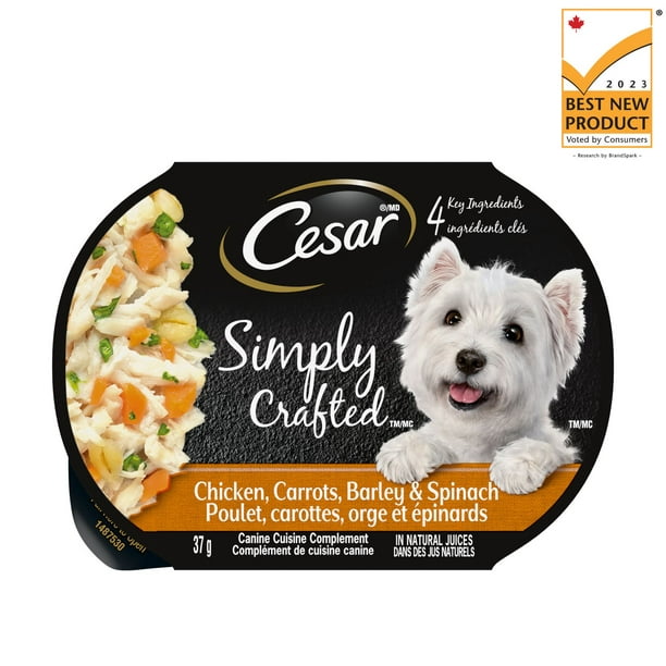 Nourriture humide pour chiens Cesar Simply Crafted poulet, carottes, orge et épinards 37g