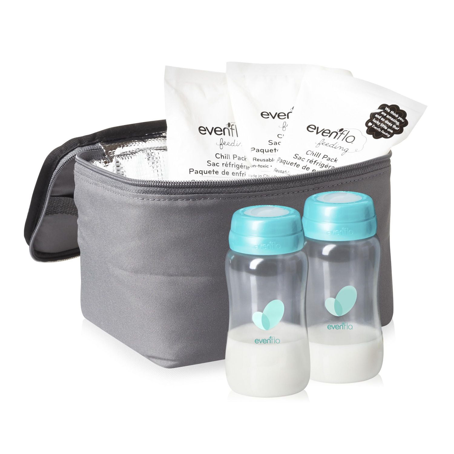 Evenflo Feeding Insulated Cooler Bag Accessory Kit with Breast Milk  Collection Bottles and Ice Packs 