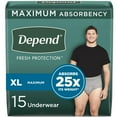 thumbnail image 1 of Depend Fresh Protection Incontinence Underwear for Men, Maximum, S/M - XL, Grey, 1 of 7
