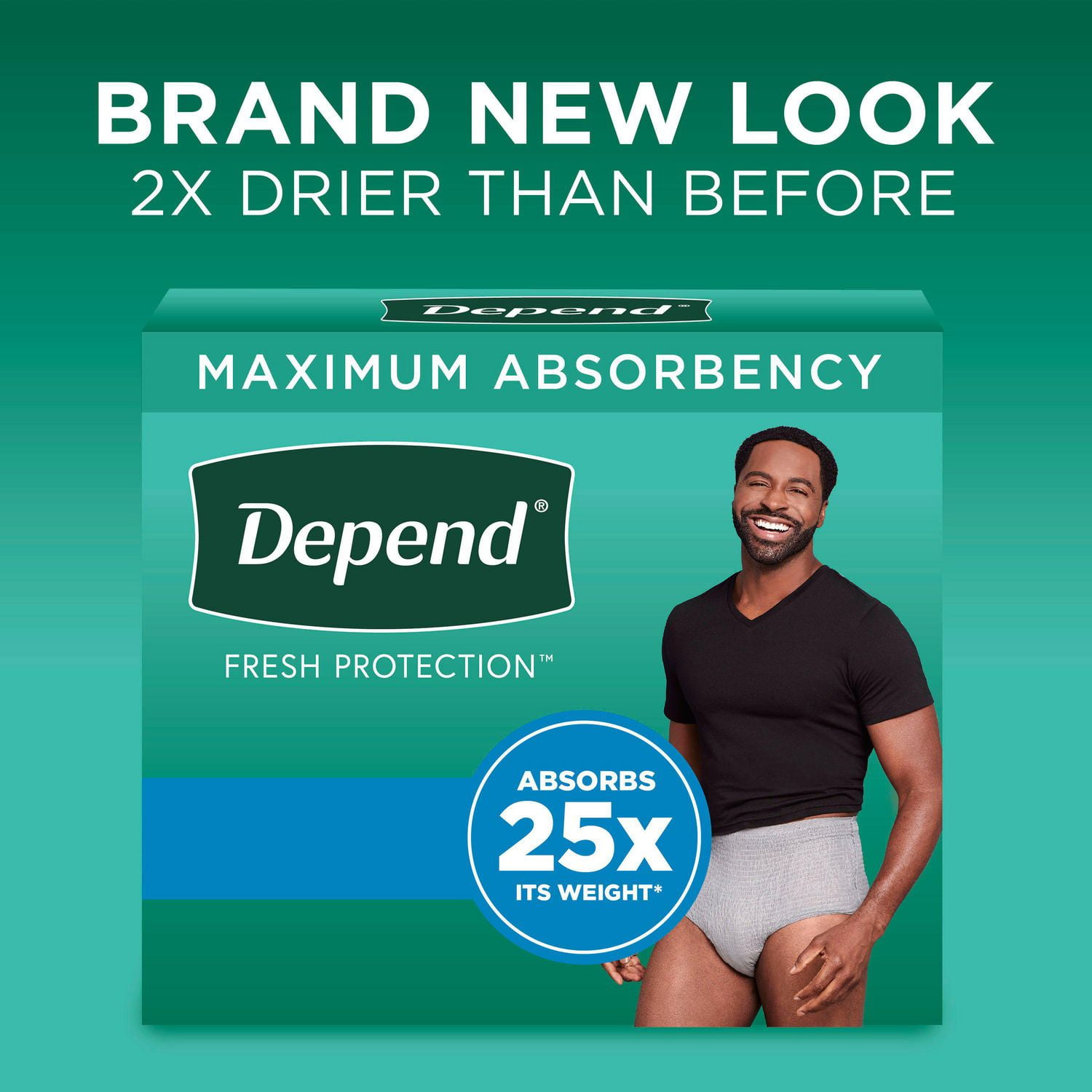 Depend Fresh Protection Incontinence Underwear for Men, Maximum, S/M - XL, Grey, 17 - 19 Count