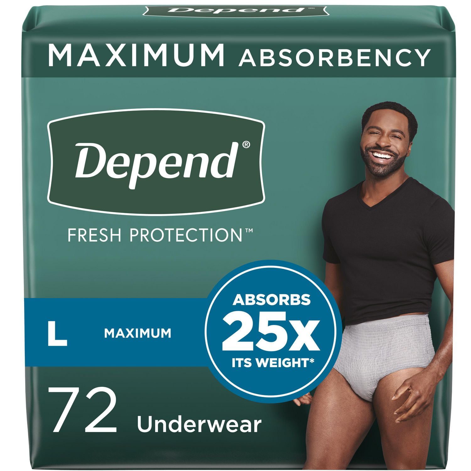 Depend Fit-Flex Underwear for Men Disposable S/M, L, XL - Latex Free, Gray