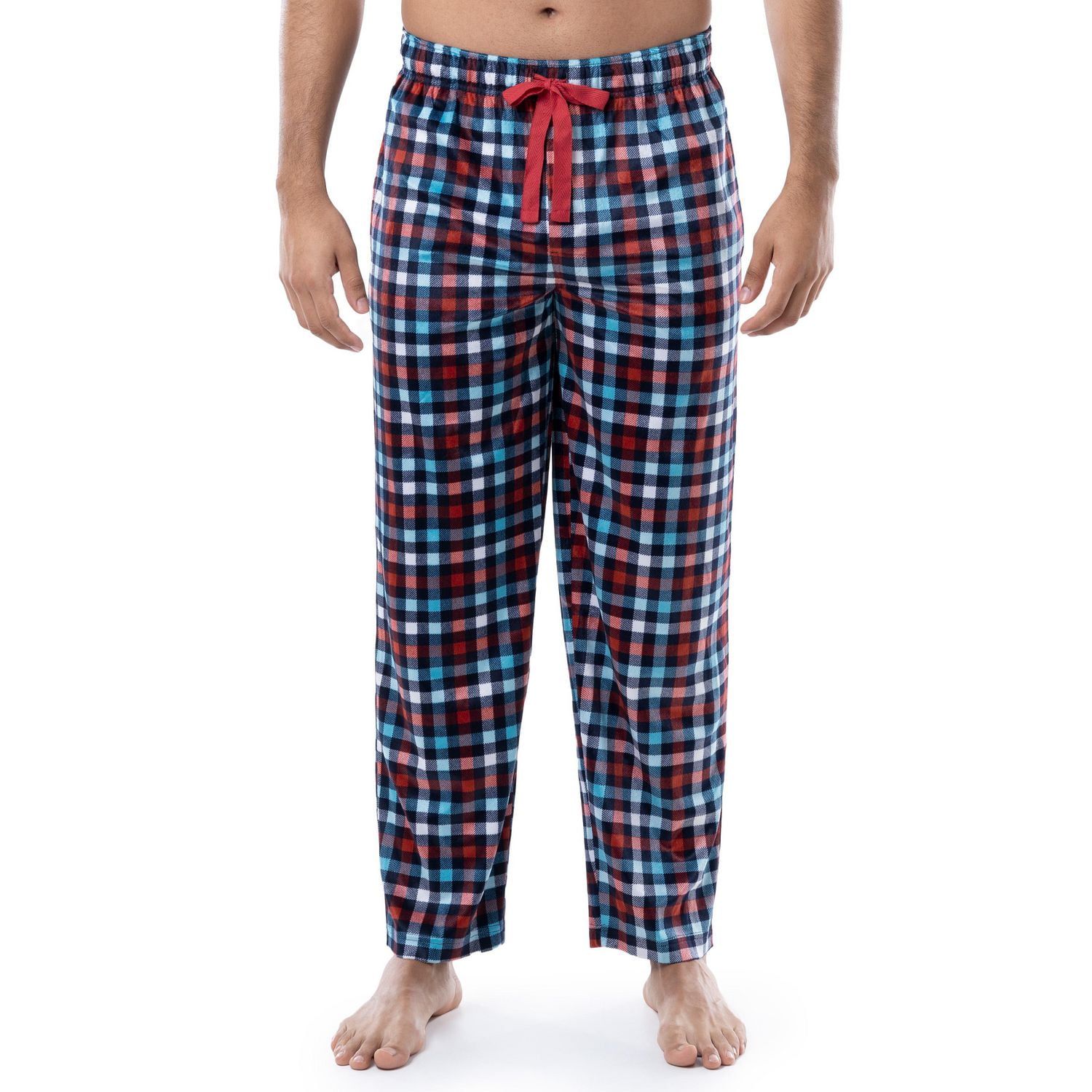 IZOD Men s Lite Touch Fleece Sleep and Lounge Pajama Pant Red and Blue Plaid Walmart