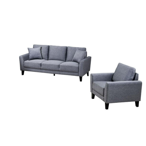 Topline Home Furnishings Harmonious Light Grey Sofa and Accent Chair