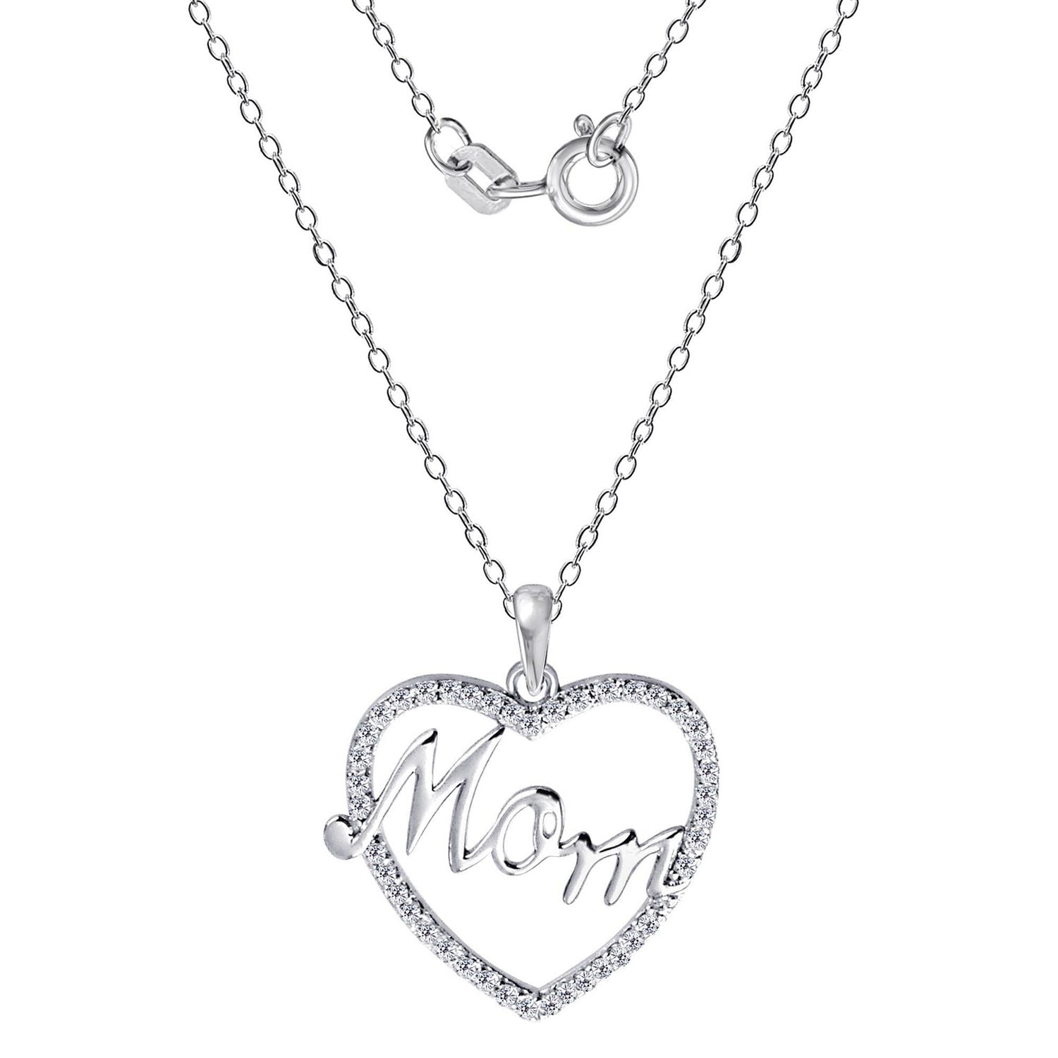 Argent Sterling Plaqué Rhodium avec Chaîne en Argent Sterling