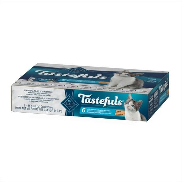 Blue Buffalo Tastefuls Entrée au Poulet Pâté pour Chaton Nourriture Humide Naturelle pour Chats Multi-Pack 6X85g