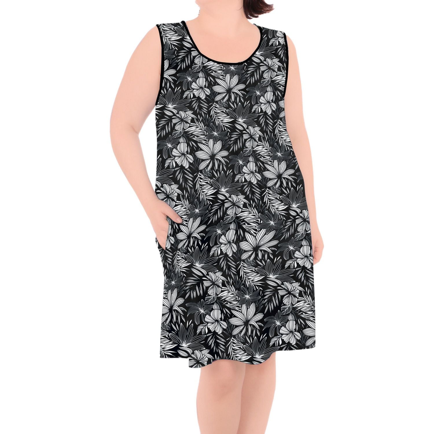 Ibiza Robe taille plus fleurie avec poches qui convient à toute silhouette. Cache-maillot pour toutes les occasions.
