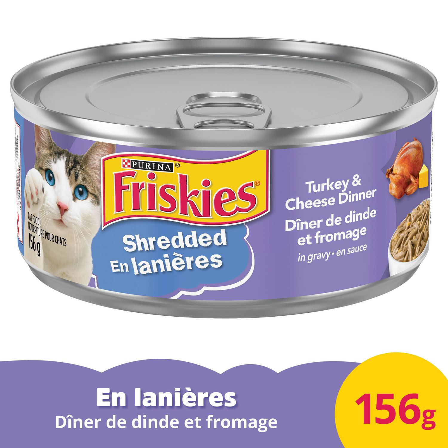 Friskies Shredded Turkey Cheese in Gravy Wet Cat Food 156g 156 g