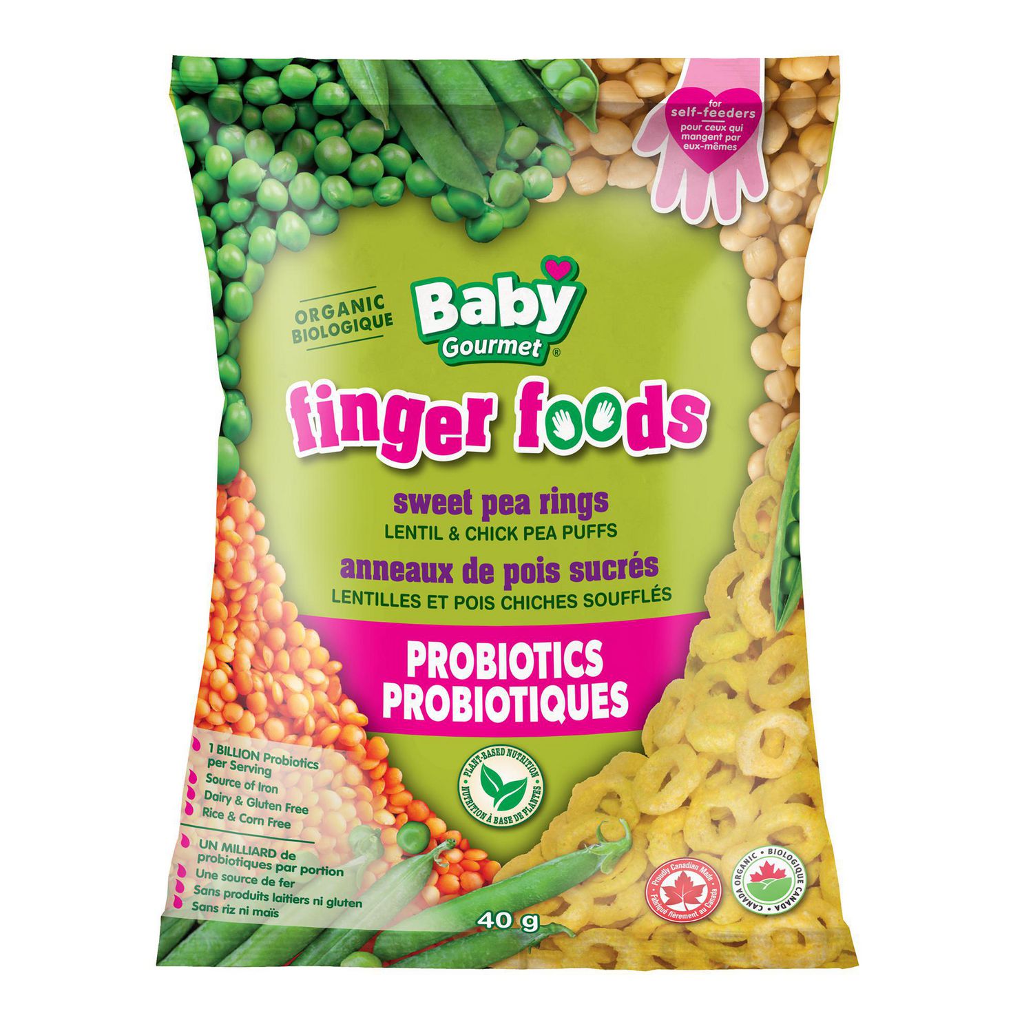 Baby Gourmet Anneaux De Pois Sucre Lentilles Et Pois Chiches Souffles Finger Food Biologique Walmart Canada