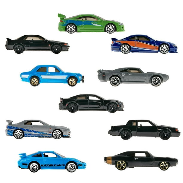Hot Wheels Cars, Fast & Furious Themed 10-Pack of Vehicles 