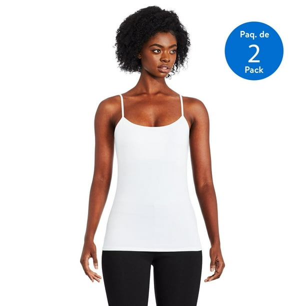 Women's Cotton Camisole Shelf Bra Solid Basic Tank Top Pack of 2