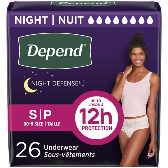 Depend Night Defense Adult Incontinence Underwear for Women, Overnight, S-XL, Blush