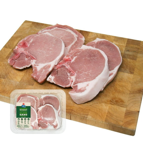 Maple Leaf Fresh Bone-In Pork Chops and Center Combo Raised Without Antibiotics, Combo Pack 4 Pieces, 0.76 - 0.95 KG