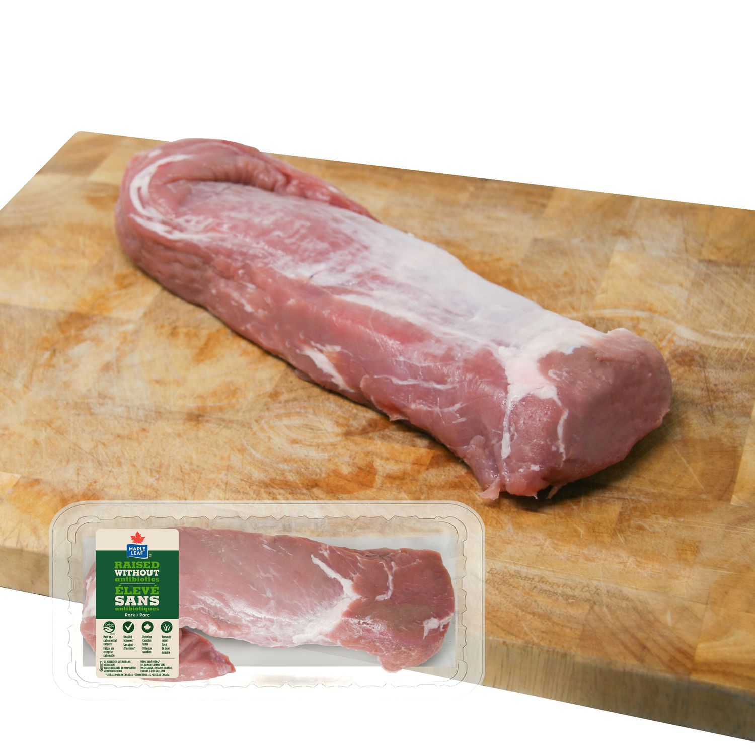 Filet de porc frais Maple Leaf Élevé sans antibiotiques Maple Leaf, 1 Filet de porc, 0.40 - 0.55 KG