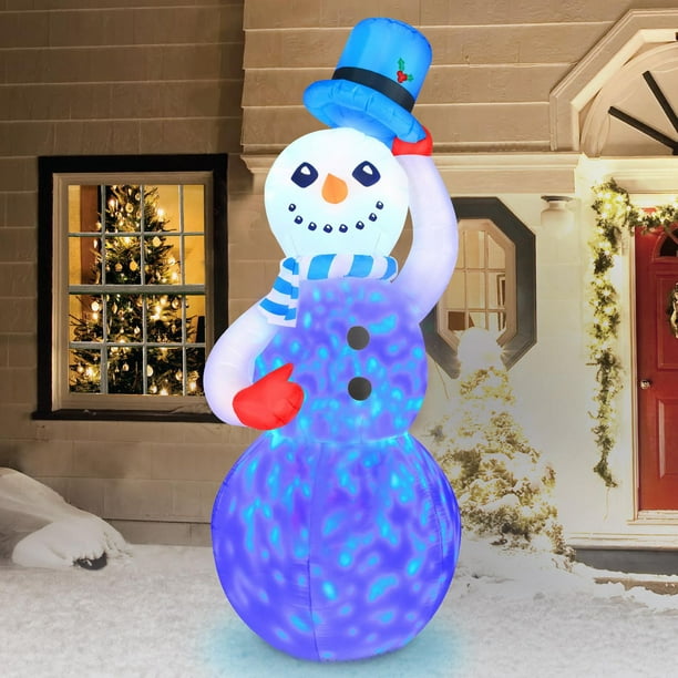 OUTSUNNY Bonhomme de neige gonflable avec pancarte 3 LED