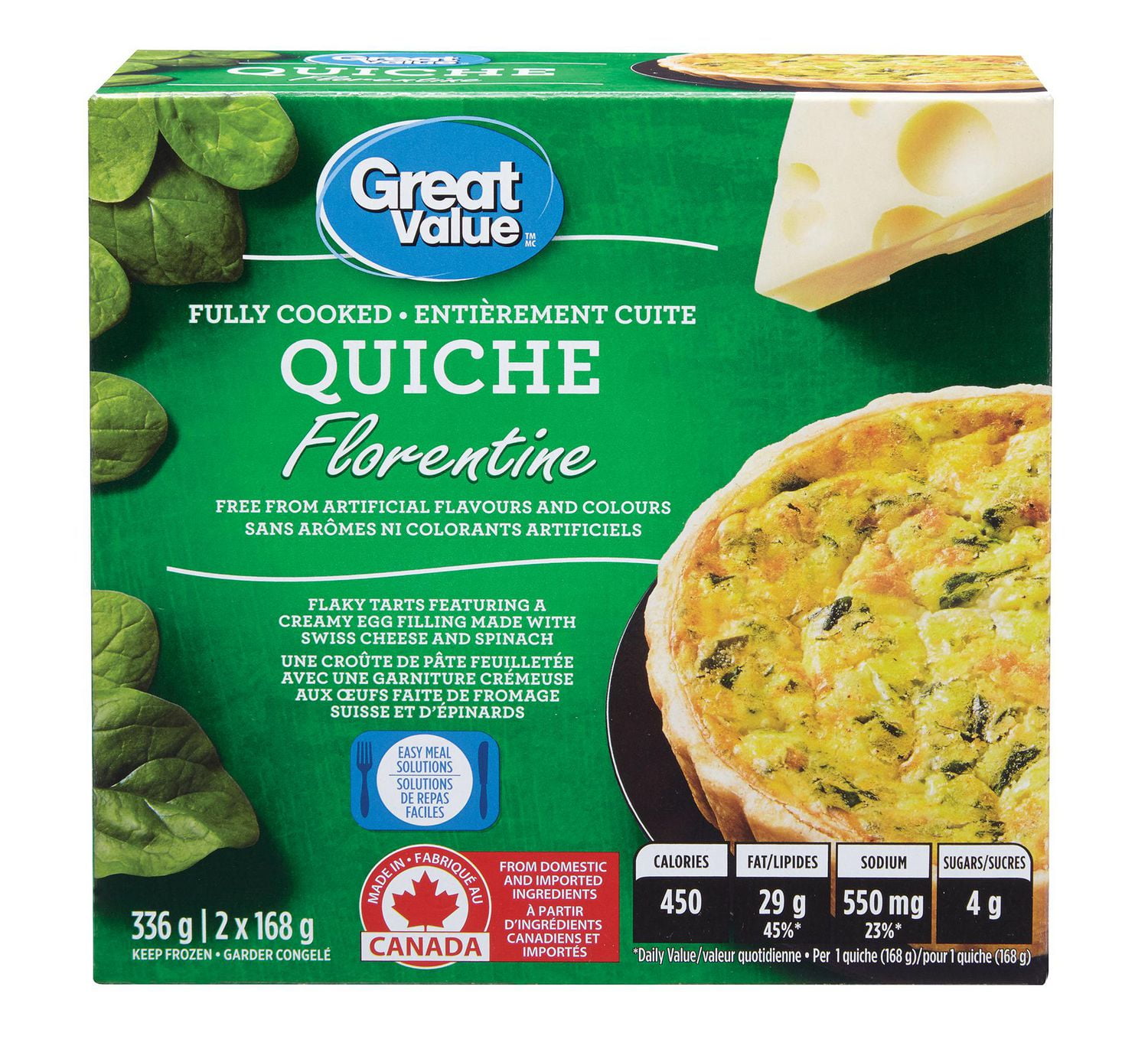 Quiche Florentine Great Value Walmart Canada