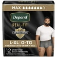 thumbnail image 1 of Depend Real Fit Incontinence Underwear for Men, Disposable, Maximum Absorbency, S/M-L/XL, Black and Grey, 1 of 6