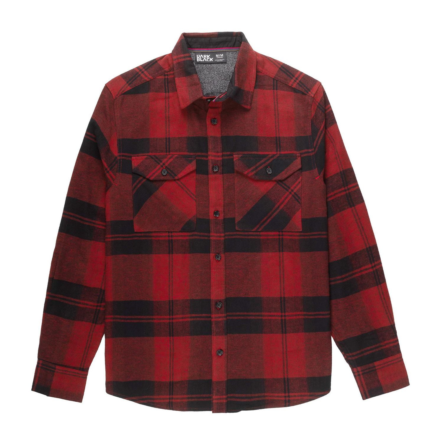 Dark Black Men's Long-Sleeve  Woven Shirt Flannel