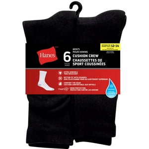 Hanes P6 Chaussettes d'équipage de protection de l'odeur de coussin pour homme