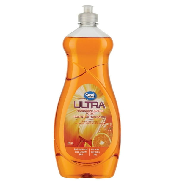 Détergent liquide pour vaisselle Ultra de Great Value au parfum de mandarine