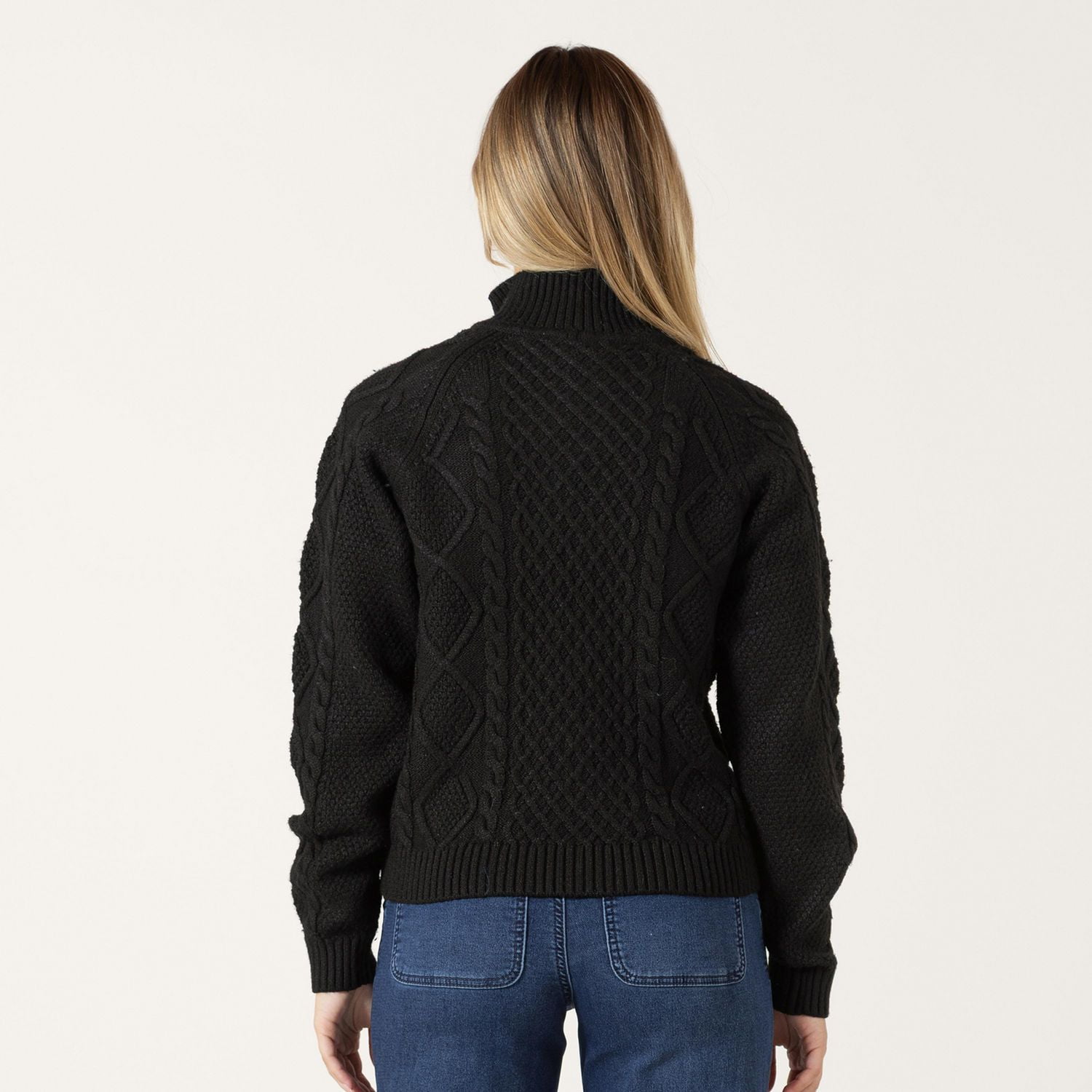 Bloom Girl Long sleeve cable knit sweater with zipper