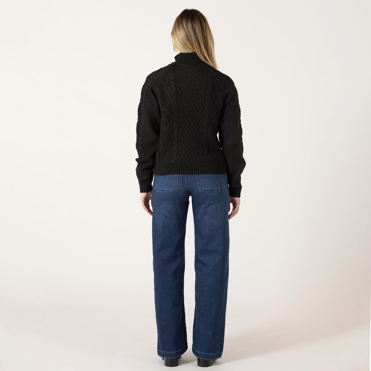 Bloom Girl Long sleeve cable knit sweater with zipper