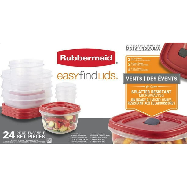 Rubbermaid Contenants pour aliments Plats Easy Find, rouge racer, ensemble de 24