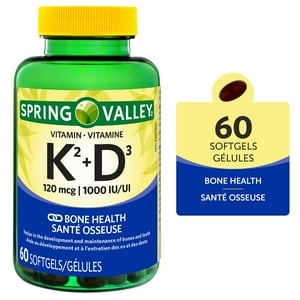 Spring Valley Vitamine K2+D3 120 Mcg. 1000 IU/UI