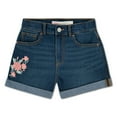 thumbnail image 1 of Levi Strauss Signature Girls' Mid-Rise Embroidered Flower Denim Shorts, 1 of 4